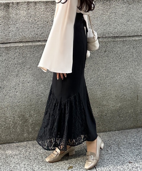 junoah(ジュノア)の「サイドレースマーメイドスカート(スカート・レディース・ブラウン/ベージュ/ブラック・LARGE/SMALL/MEDIUM)」の5枚目の写真