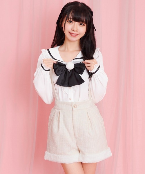 Secret Honey(シークレットハニー)の「うさぎしっぽ裾ファーパンツ(その他パンツ・レディース・グレー/キナリ・MEDIUM)」の2枚目の写真