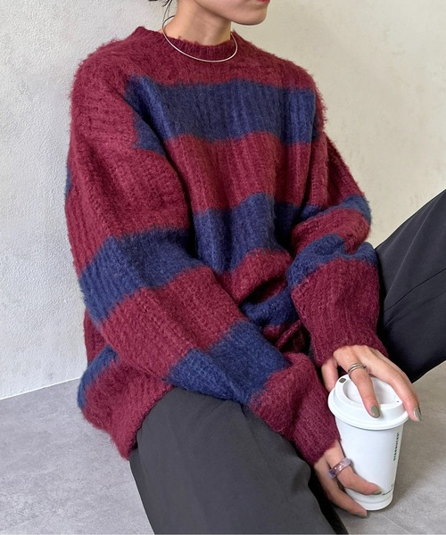 CPCM（シーピーシーエム）の「畦編みボーダーニットプルオーバー（ニット/セーター・メンズ・マスタード/レッド/ネイビー・MEDIUM/LARGE）」の17枚目の写真