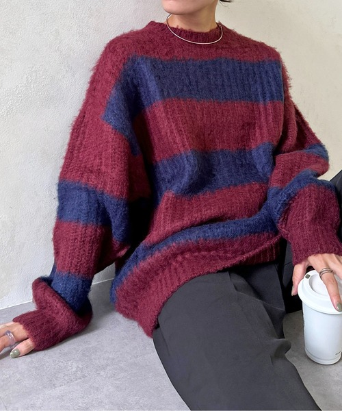 CPCM（シーピーシーエム）の「畦編みボーダーニットプルオーバー（ニット/セーター・メンズ・マスタード/レッド/ネイビー・MEDIUM/LARGE）」の18枚目の写真