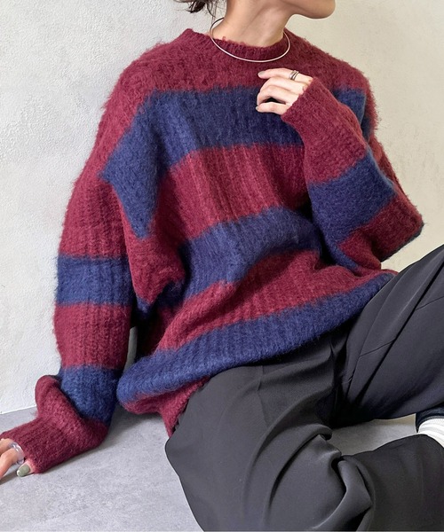 CPCM（シーピーシーエム）の「畦編みボーダーニットプルオーバー（ニット/セーター・メンズ・マスタード/レッド/ネイビー・MEDIUM/LARGE）」の19枚目の写真