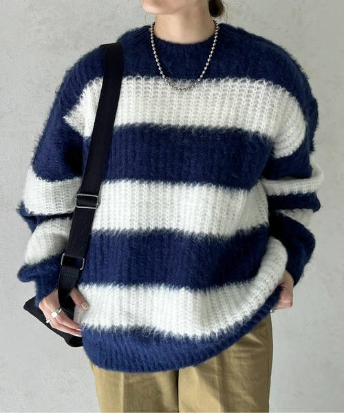 CPCM（シーピーシーエム）の「畦編みボーダーニットプルオーバー（ニット/セーター・メンズ・マスタード/レッド/ネイビー・MEDIUM/LARGE）」の5枚目の写真