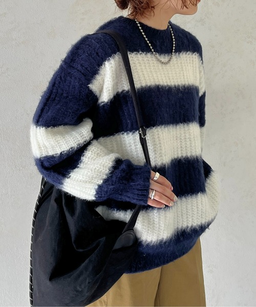 CPCM（シーピーシーエム）の「畦編みボーダーニットプルオーバー（ニット/セーター・メンズ・マスタード/レッド/ネイビー・MEDIUM/LARGE）」の10枚目の写真