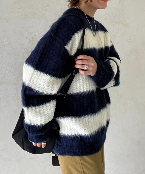 CPCM（シーピーシーエム）の「畦編みボーダーニットプルオーバー（ニット/セーター・メンズ・マスタード/レッド/ネイビー・MEDIUM/LARGE）」の12枚目の写真