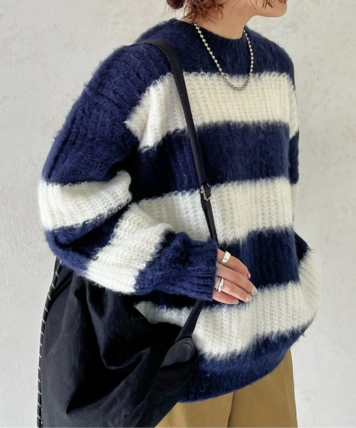 CPCM（シーピーシーエム）の「畦編みボーダーニットプルオーバー（ニット/セーター・メンズ・マスタード/レッド/ネイビー・MEDIUM/LARGE）」の4枚目の写真