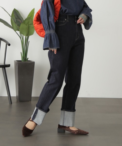 セール】ロールアップストレートデニムパンツ（デニムパンツ