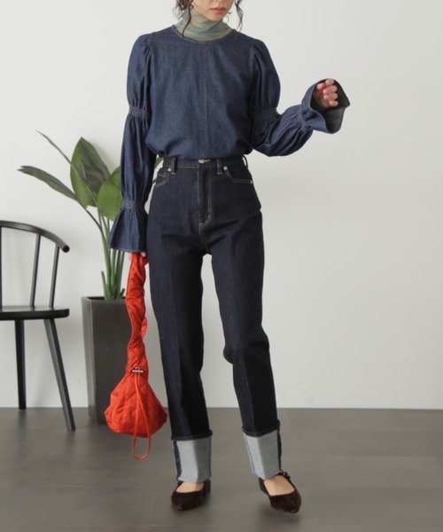 FREE'S MART(フリーズマート)の「ロールアップストレートデニムパンツ(デニムパンツ・レディース・ネイビー/ブラック・マルチサイズ)」の9枚目の写真