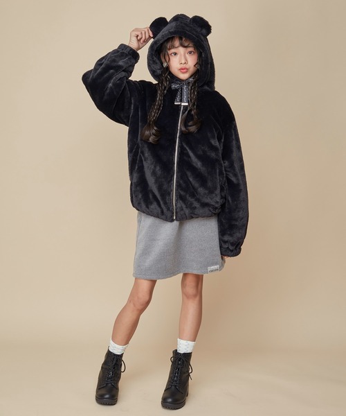 JENNI love（ジェニィラブ）の「【洗える】エコファーくま耳ブルゾン（ブルゾン・キッズ・ブラック/ピンク/ベージュ・160cm/150cm/130cm/140cm）」の4枚目の写真