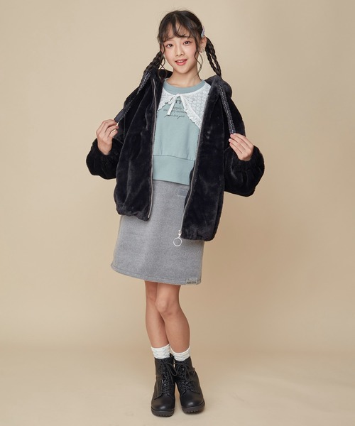 JENNI love（ジェニィラブ）の「【洗える】エコファーくま耳ブルゾン（ブルゾン・キッズ・ブラック/ピンク/ベージュ・160cm/150cm/130cm/140cm）」の6枚目の写真