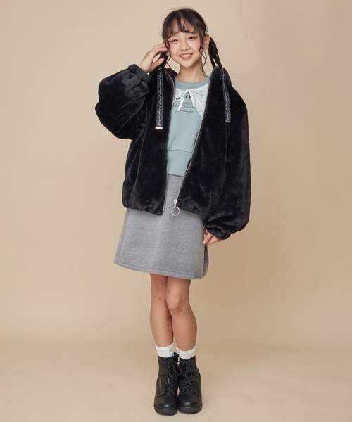 JENNI love（ジェニィラブ）の「【洗える】エコファーくま耳ブルゾン（ブルゾン・キッズ・ブラック/ピンク/ベージュ・160cm/150cm/130cm/140cm）」の7枚目の写真