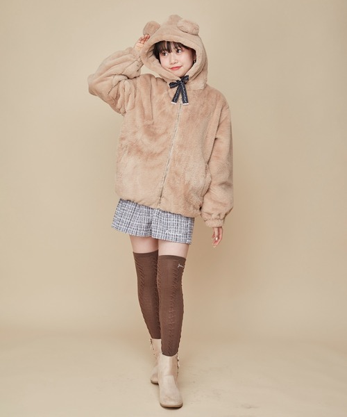 JENNI love（ジェニィラブ）の「【洗える】エコファーくま耳ブルゾン（ブルゾン・キッズ・ブラック/ピンク/ベージュ・160cm/150cm/130cm/140cm）」の9枚目の写真