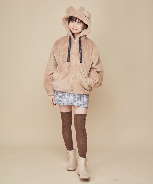JENNI love（ジェニィラブ）の「【洗える】エコファーくま耳ブルゾン（ブルゾン・キッズ・ブラック/ピンク/ベージュ・160cm/150cm/130cm/140cm）」の10枚目の写真