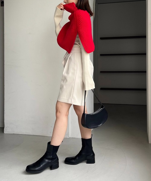 CAPRICIEUX LE'MAGE（カプリシューレマージュ）の「ニットケープ（マフラー・レディース・ベージュ/レッド/ブラック・FREE）」の7枚目の写真