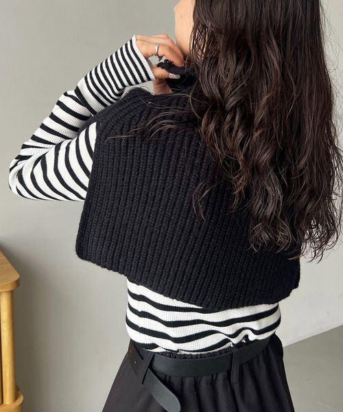 CAPRICIEUX LE'MAGE（カプリシューレマージュ）の「ニットケープ（マフラー・レディース・ベージュ/レッド/ブラック・FREE）」の19枚目の写真