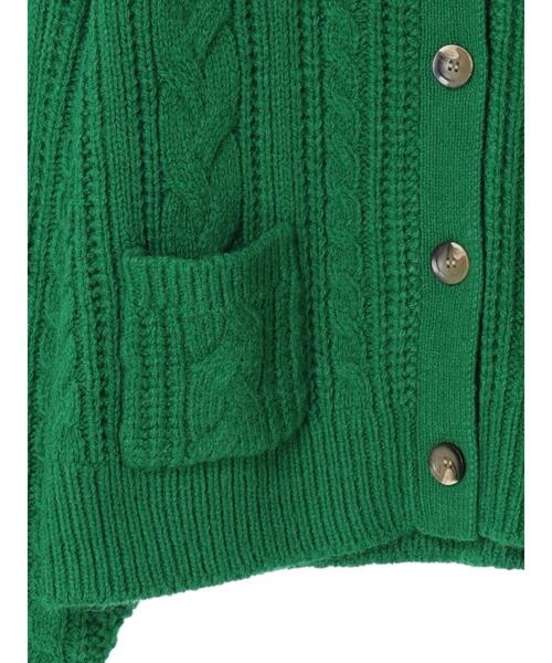 セール】ケーブル釦ニットカーディガン（カーディガン/ボレロ）｜Green