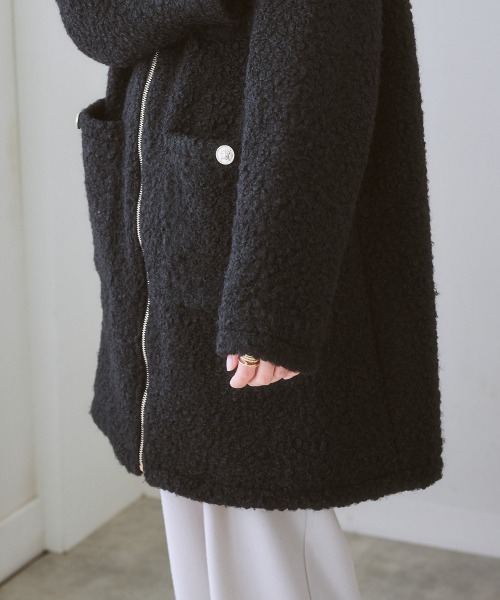 nissen（ニッセン）の「ノーカラーフェイクリングウールコート（ノーカラーコート・レディース・ブラック/キナリ・S/L/LL/M）」の18枚目の写真