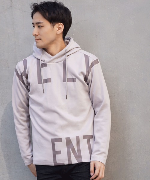 HIDEAWAYS NICOLE(ハイダウェイニコル)の「ダンボールニットロゴプリントプルオーバーパーカー(パーカー・メンズ・オフホワイト/ブラック/ベージュ/チェック・MEDIUM/LARGE/X-LARGE)」の17枚目の写真