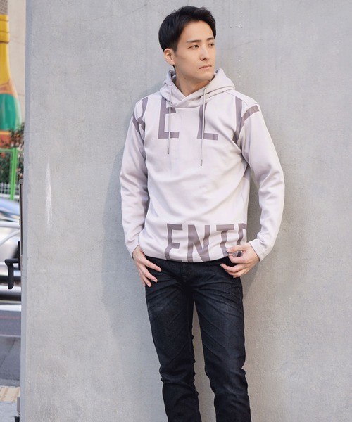 HIDEAWAYS NICOLE(ハイダウェイニコル)の「ダンボールニットロゴプリントプルオーバーパーカー(パーカー・メンズ・オフホワイト/ブラック/ベージュ/チェック・MEDIUM/LARGE/X-LARGE)」の19枚目の写真