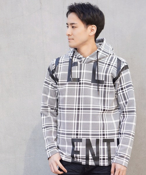 HIDEAWAYS NICOLE(ハイダウェイニコル)の「ダンボールニットロゴプリントプルオーバーパーカー(パーカー・メンズ・オフホワイト/ブラック/ベージュ/チェック・MEDIUM/LARGE/X-LARGE)」の21枚目の写真