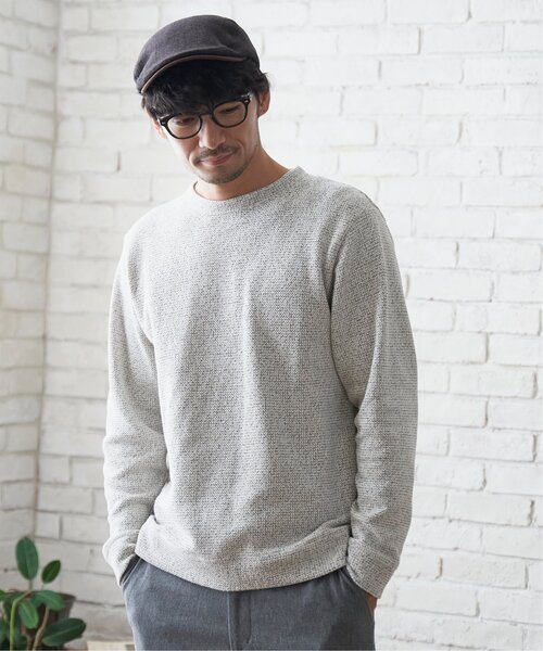 ikka(イッカ)の「メランジ鹿の子裏起毛プルオーバー(スウェット・メンズ・ネイビー/ブルー/ベージュ/グリーン・S/L/XL/M)」の9枚目の写真