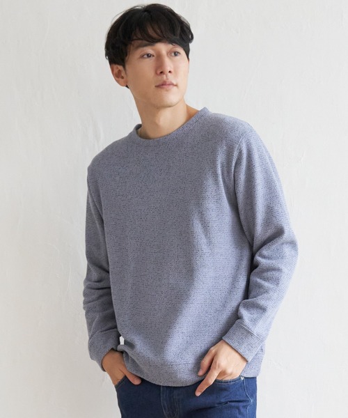 ikka(イッカ)の「メランジ鹿の子裏起毛プルオーバー(スウェット・メンズ・ネイビー/ブルー/ベージュ/グリーン・S/L/XL/M)」の6枚目の写真
