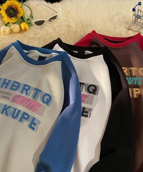 ROOPTOKYO（ループトウキョウ）の「▲COLOR SCHEME RAGLAN SWEAT/配色ラグランスウェット 古着風（スウェット・メンズ・ブルー/ブラウン/ブラック・L/XL/XXL）」の4枚目の写真