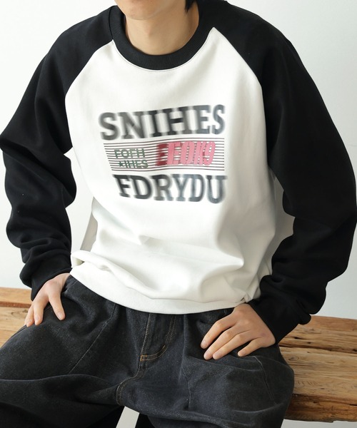 ROOPTOKYO（ループトウキョウ）の「▲COLOR SCHEME RAGLAN SWEAT/配色ラグランスウェット 古着風（スウェット・メンズ・ブルー/ブラウン/ブラック・L/XL/XXL）」の9枚目の写真