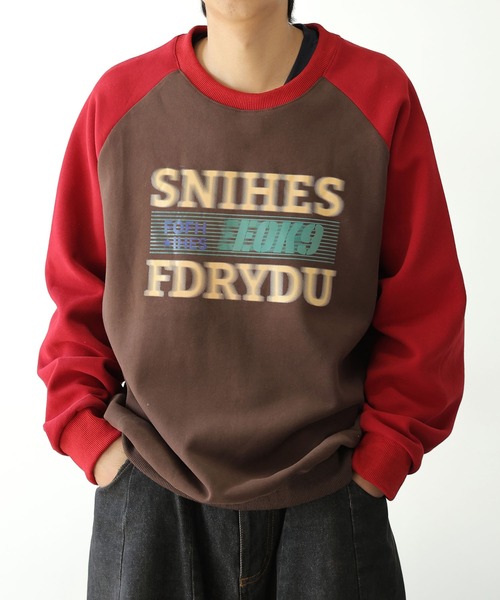 ROOPTOKYO（ループトウキョウ）の「▲COLOR SCHEME RAGLAN SWEAT/配色ラグランスウェット 古着風（スウェット・メンズ・ブルー/ブラウン/ブラック・L/XL/XXL）」の10枚目の写真
