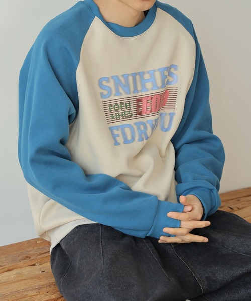 ROOPTOKYO（ループトウキョウ）の「▲COLOR SCHEME RAGLAN SWEAT/配色ラグランスウェット 古着風（スウェット・メンズ・ブルー/ブラウン/ブラック・L/XL/XXL）」の11枚目の写真
