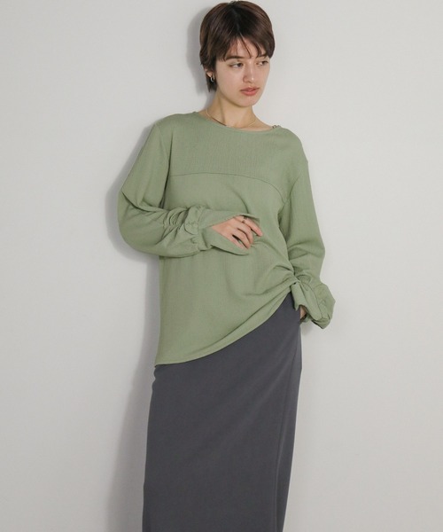 セール】【ZOZO限定】シャーリングスリットカフストップス（Tシャツ