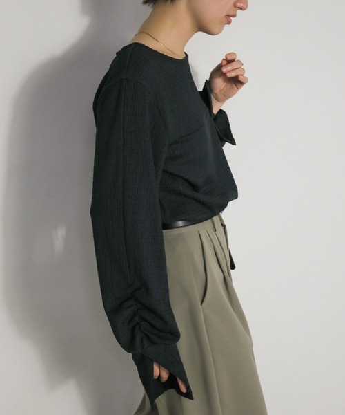 セール】【ZOZO限定】シャーリングスリットカフストップス（Tシャツ