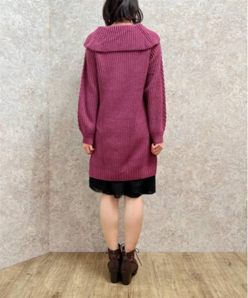 axes femme(アクシーズファム)の「W編み上げニットチュニック(チュニック・レディース・キナリ/ピンク/チャコール/ラベンダー/サックスブルー・FREE)」の7枚目の写真