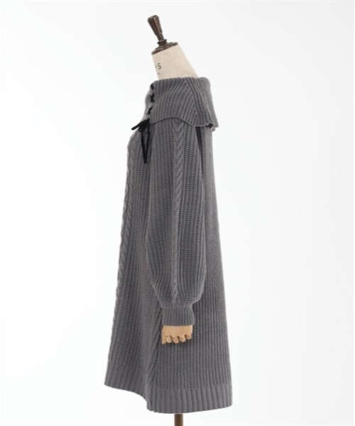 axes femme(アクシーズファム)の「W編み上げニットチュニック(チュニック・レディース・キナリ/ピンク/チャコール/ラベンダー/サックスブルー・FREE)」の14枚目の写真