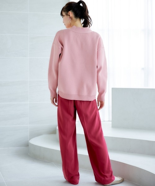 miclat（ミクラ）の「大きいサイズ　Vネックオーバーサイズニット　miclat（ニット/セーター・レディース・ネイビー/ライトピンク・4L/5L/3L/LL/L）」の19枚目の写真