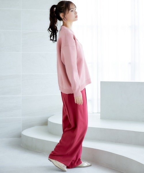 miclat（ミクラ）の「大きいサイズ　Vネックオーバーサイズニット　miclat（ニット/セーター・レディース・ネイビー/ライトピンク・4L/5L/3L/LL/L）」の18枚目の写真