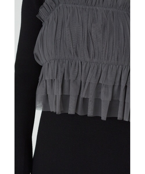 SNIDEL（スナイデル）の「チュール&ニットワンピース（ワンピース・レディース・アイボリー/ブラック/バーガンディー・FREE）」の17枚目の写真