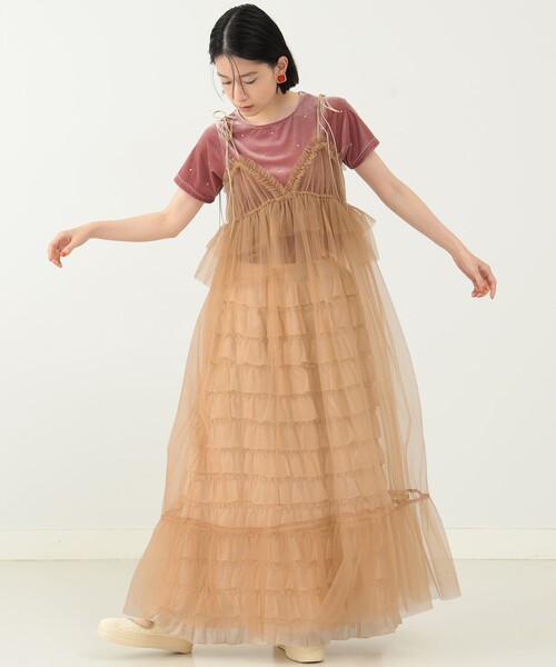 CAROLINA GLASER（カロリナ グレイサー）の「チュールキャミ ワンピース（ワンピース・レディース・ベージュ/ブラック/ミント・ONE SIZE）」の19枚目の写真