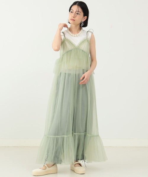 CAROLINA GLASER（カロリナ グレイサー）の「チュールキャミ ワンピース（ワンピース・レディース・ベージュ/ブラック/ミント・ONE SIZE）」の9枚目の写真
