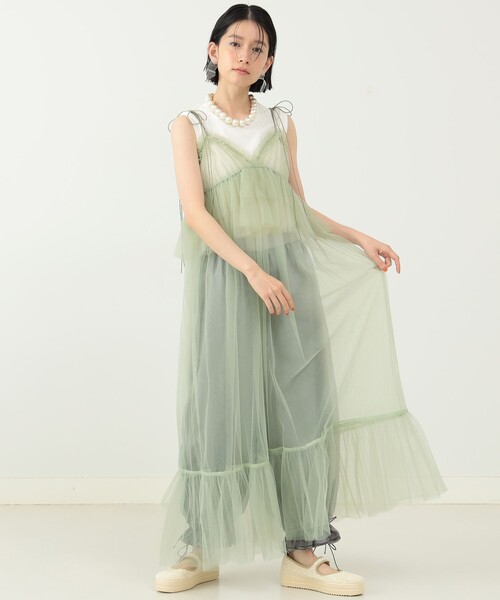 CAROLINA GLASER（カロリナ グレイサー）の「チュールキャミ ワンピース（ワンピース・レディース・ベージュ/ブラック/ミント・ONE SIZE）」の13枚目の写真