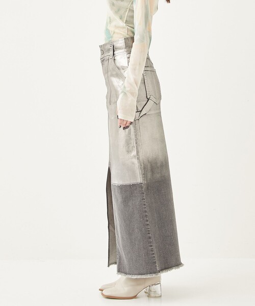 【新品】PUBLIC TOKYO メタリックデニムスカート PUBLIC TOKYO デニムスカート メタリックデニムスカート