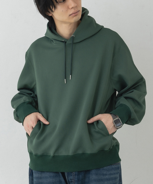 417 EDIFICE(フォーワンセブンエディフィス)の「ダブルニット カルゼパーカー(パーカー・メンズ・ベージュ/ブラック/グリーン・LARGE/MEDIUM)」の1枚目の写真