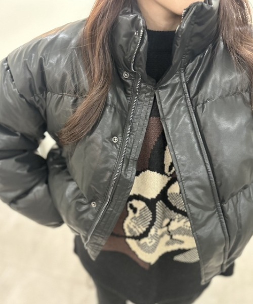 ipugo(イプゴ)の「ipugo/イプゴ レザー調ダウンジャケット(ダウンジャケット/コート・レディース・ブラック/ブラウン・FREE)」の7枚目の写真