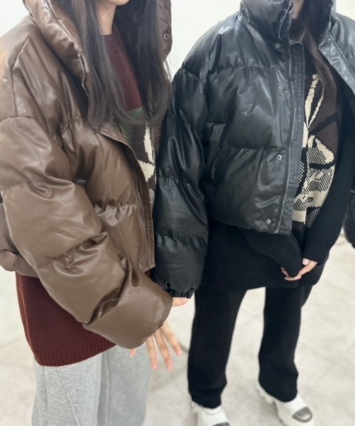ipugo(イプゴ)の「ipugo/イプゴ レザー調ダウンジャケット(ダウンジャケット/コート・レディース・ブラック/ブラウン・FREE)」の10枚目の写真