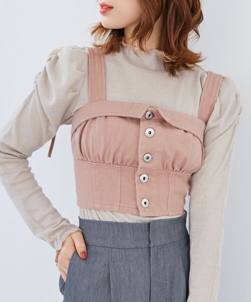 MAJESTIC LEGON(マジェスティックレゴン)の「バックリボンデザインビスチェ(ベスト・レディース・グレー/ブラック系その他/ブルー/ピンク・MEDIUM)」の5枚目の写真