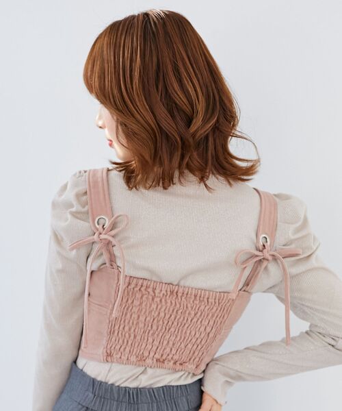 MAJESTIC LEGON(マジェスティックレゴン)の「バックリボンデザインビスチェ(ベスト・レディース・グレー/ブラック系その他/ブルー/ピンク・MEDIUM)」の6枚目の写真