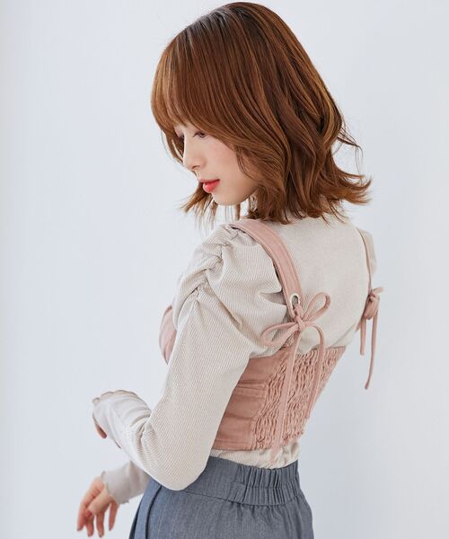 MAJESTIC LEGON(マジェスティックレゴン)の「バックリボンデザインビスチェ(ベスト・レディース・グレー/ブラック系その他/ブルー/ピンク・MEDIUM)」の7枚目の写真