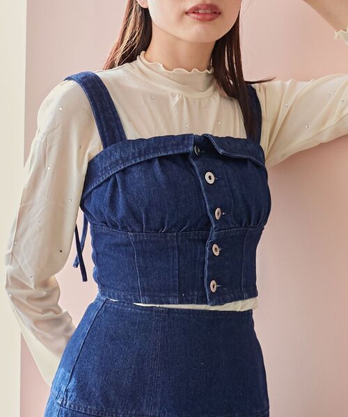 MAJESTIC LEGON(マジェスティックレゴン)の「バックリボンデザインビスチェ(ベスト・レディース・グレー/ブラック系その他/ブルー/ピンク・MEDIUM)」の15枚目の写真