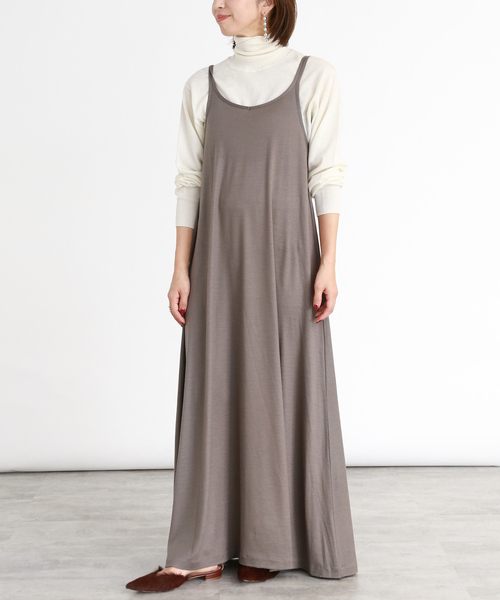 VERMEIL par iena（ヴェルメイユパーイエナ）の「フレアウールキャミソールワンピース（シャツワンピース・レディース・ライトグレー/ブラック・FREE）」の2枚目の写真