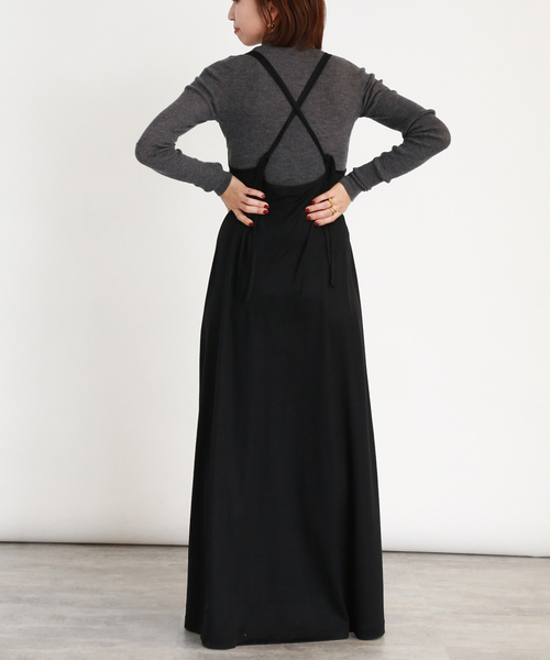 VERMEIL par iena（ヴェルメイユパーイエナ）の「フレアウールキャミソールワンピース（シャツワンピース・レディース・ライトグレー/ブラック・FREE）」の4枚目の写真