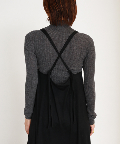 VERMEIL par iena（ヴェルメイユパーイエナ）の「フレアウールキャミソールワンピース（シャツワンピース・レディース・ライトグレー/ブラック・FREE）」の6枚目の写真